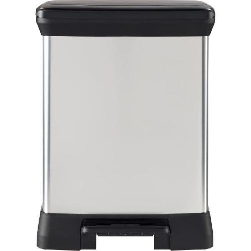 Poubelle - Corbeille - Support Sac Poubelle Rectangle - DECO BIN - CURVER - 50L - Design elegant - 39 x 29 x 51 cm - Gris metallise