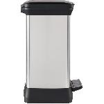 Poubelle - Corbeille - Support Sac Poubelle Rectangle - DECO BIN - CURVER - 50L - Design elegant - 39 x 29 x 51 cm - Gris metallise