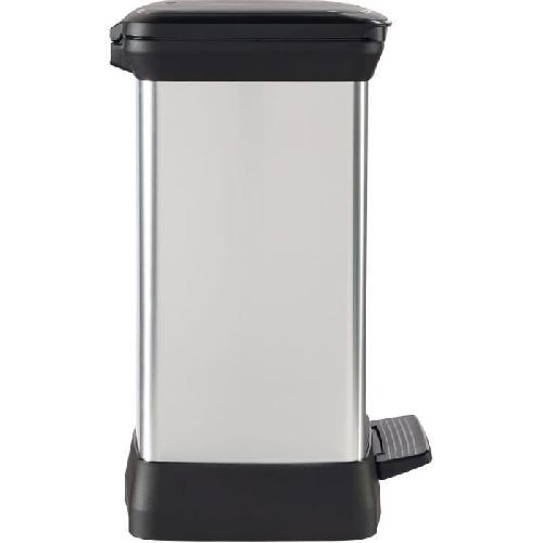 Poubelle - Corbeille - Support Sac Poubelle Rectangle - DECO BIN - CURVER - 50L - Design elegant - 39 x 29 x 51 cm - Gris metallise