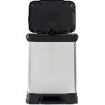 Poubelle - Corbeille - Support Sac Poubelle Rectangle - DECO BIN - CURVER - 50L - Design elegant - 39 x 29 x 51 cm - Gris metallise