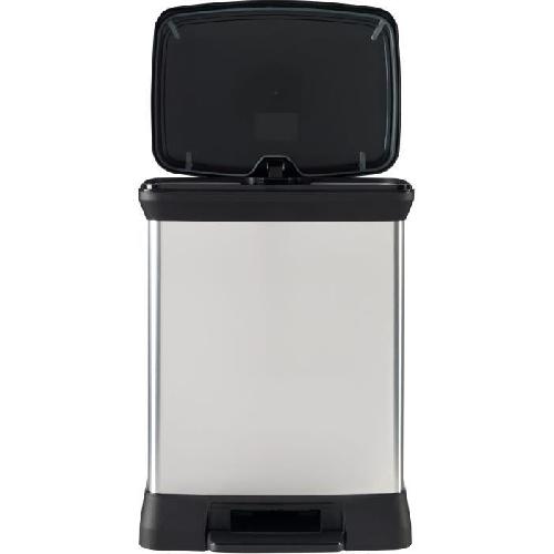 Poubelle - Corbeille - Support Sac Poubelle Rectangle - DECO BIN - CURVER - 50L - Design elegant - 39 x 29 x 51 cm - Gris metallise