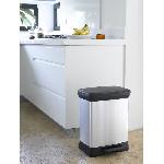 Poubelle - Corbeille - Support Sac Poubelle Rectangle - DECO BIN - CURVER - 50L - Design elegant - 39 x 29 x 51 cm - Gris metallise