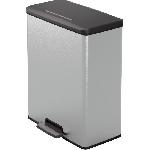 Poubelle - Corbeille - Support Sac Poubelle Rectangle - DECO BIN - CURVER - 65L - Design moderne - 49 x 29 x 61 cm - Gris metallise