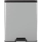 Poubelle - Corbeille - Support Sac Poubelle Rectangle - DECO BIN - CURVER - 65L - Design moderne - 49 x 29 x 61 cm - Gris metallise