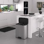 Poubelle - Corbeille - Support Sac Poubelle Rectangle - DECO BIN - CURVER - 65L - Design moderne - 49 x 29 x 61 cm - Gris metallise