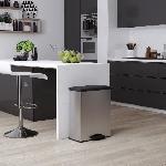 Poubelle - Corbeille - Support Sac Poubelle Rectangle - DECO BIN - CURVER - 65L - Design moderne - 49 x 29 x 61 cm - Gris metallise