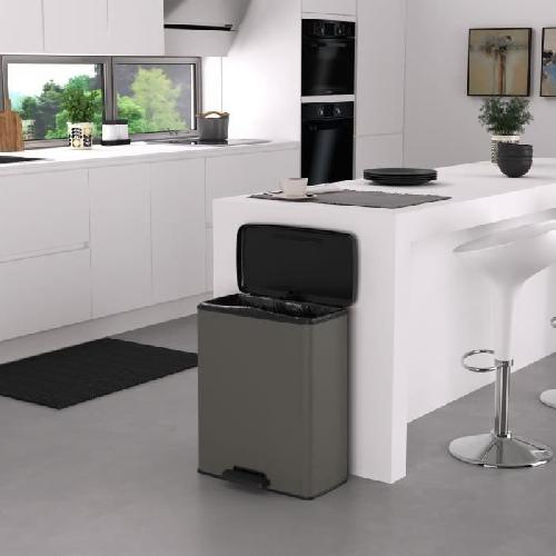 Poubelle - Corbeille - Support Sac Poubelle Rectangle - DECO BIN - CURVER - 65L - Grande capacite - 49 x 32 x 61 cm - Anthracite