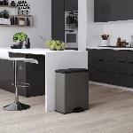 Poubelle - Corbeille - Support Sac Poubelle Rectangle - DECO BIN - CURVER - 65L - Grande capacite - 49 x 32 x 61 cm - Anthracite