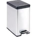 Poubelle - Corbeille - Support Sac Poubelle Slim - SLIM BIN - CURVER - 25L - Design compact - 41 x 27 x 55 cm - Gris metallise