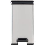 Poubelle - Corbeille - Support Sac Poubelle Slim - SLIM BIN - CURVER - 25L - Design compact - 41 x 27 x 55 cm - Gris metallise