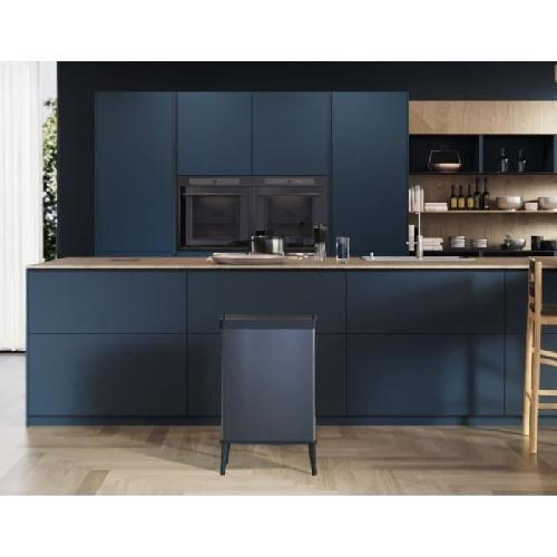 Poubelle - Corbeille - Support Sac Poubelle sur pieds - VERTO - CURVER - Ouverture touch - 54 L - Bleu perle