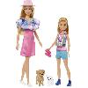 Poupee Barbie-Coffret Poupées Stacie et Barbie avec 2 chiots et accessoires HRM09