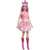 Poupee Barbie-Poupées Licorne avec cheveux fantaisie et tenues effet dégradé HRR13