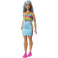 Poupee - Peluche Barbie-Barbie Fashionistas-Poupée cheveux bleus 65eme anniversaire HRH16