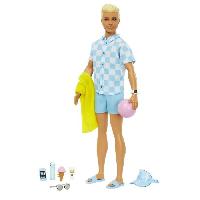 Poupee - Peluche Barbie-Ken Plage-Poupée blonde short de bain et accessoires de plage HPL74