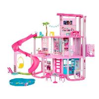 Poupee - Peluche Barbie-Maison de Reve-Maison de poupée 3 niveaux. piscine et toboggan HMX10