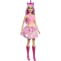 Poupee - Peluche Barbie-Poupées Licorne avec cheveux fantaisie et tenues effet dégradé HRR13