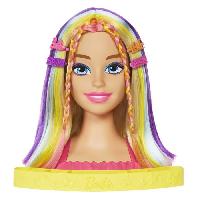 Poupee - Peluche Tete a Coiffer Barbie Ultra Chevelure blonde meches arc-en-ciel - Poupée Mannequin