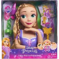 Poupee - Peluche Tete a coiffer - DISNEY - Raiponce Deluxe - 12 accessoires - Faux flacon de vernis - Guide coiffure