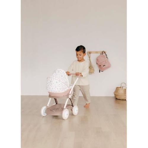 Landau - Poussette Poussette Landau pour poupée Baby Nurse - Smoby - Avec nacelle et canopy en plastique - Rose et blanc