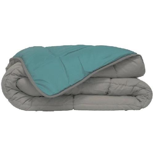 Couette POYET MOTTE Couette Microfibre 400g/m² CALGARY - 140 x 200 cm - Gris galet et Vert lac