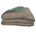 Couette POYET MOTTE Couette Microfibre 400g/m² CALGARY - 200 x 200 cm - Beige galet et Vert lac