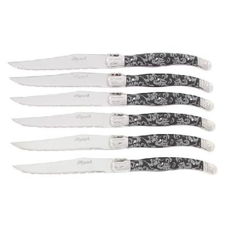Couteau De Table PRADEL EXCELLENCE Coffret de 6 couteaux de table avec manche dentelle gris et noir