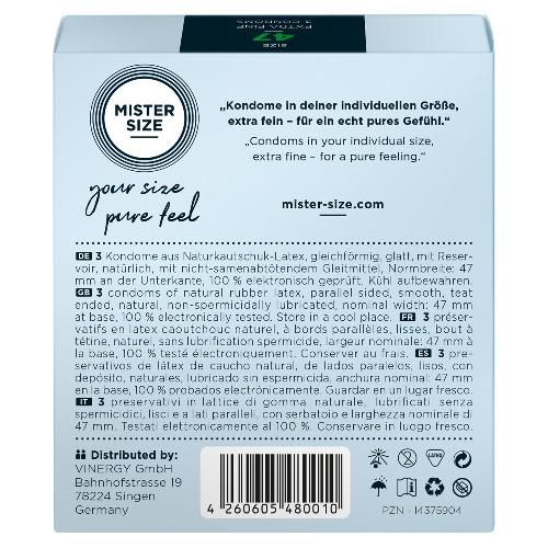 Preservatifs Preservatifs Mister Size 47mm pack de 3
