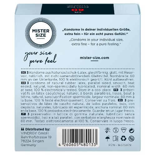 Preservatifs Preservatifs Mister Size 60mm pack de 3