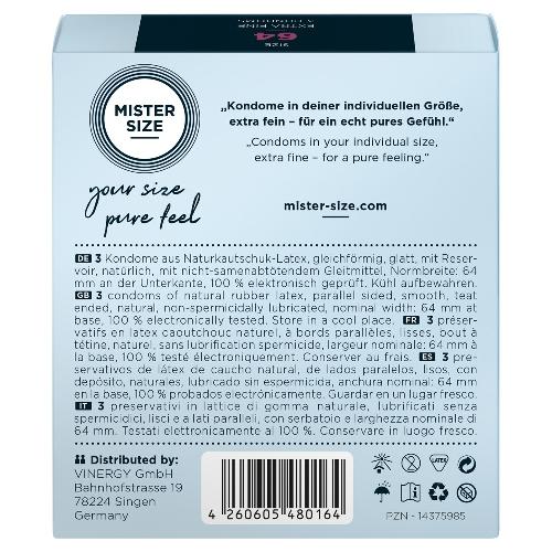 Preservatifs Preservatifs Mister Size 64mm pack de 3 x12