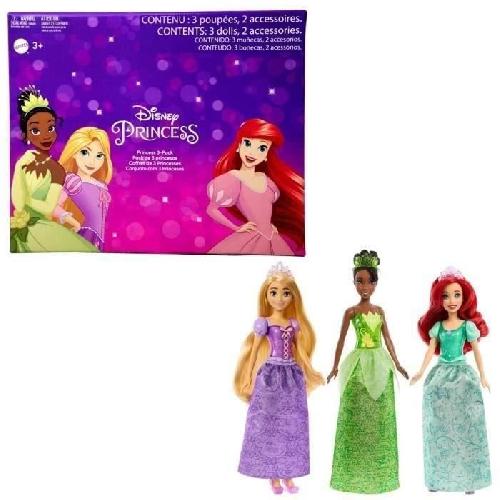 Poupee Princesses Disney - pack de 3 poupees -Ariel. Tiana. Raiponce-