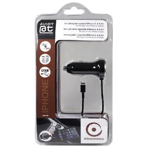 Chargeur - Adaptateur Alimentation Telephone Prise 12V24V et USB + Connecteur IPhone 5-6 - Auto-t