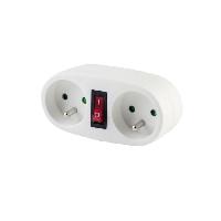 Prise CHACON Prise biplite 2x16A avec interrupteur blanc