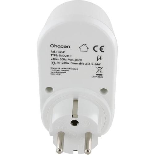 Variateur Prise dimmer - CHACON - 54041 - Blanc - 200W - Compatible LED et incandescentes