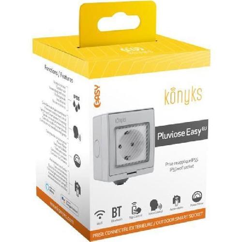 Prise Prise extérieure Wi-Fi + Bluetooth. IP 55. compteur de consommation compatible Alexa et Google Home. 16A - Konyks Pluviose Easy EU