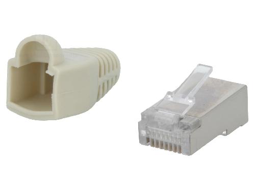 Cable - Connectique Pour Peripherique Prise male RJ45 Cat.5e avec manchon - Gris