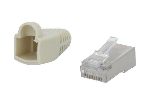 Cable - Connectique Pour Peripherique Prise male RJ45 Cat.5e avec manchon - Gris