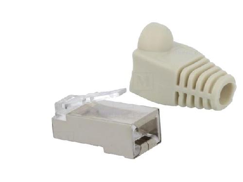 Cable - Connectique Pour Peripherique Prise male RJ45 Cat.5e avec manchon - Gris