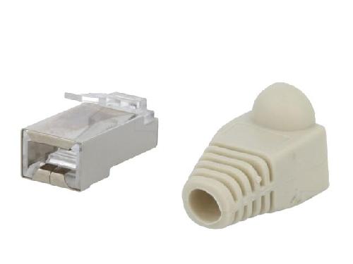 Cable - Connectique Pour Peripherique Prise male RJ45 Cat.5e avec manchon - Gris