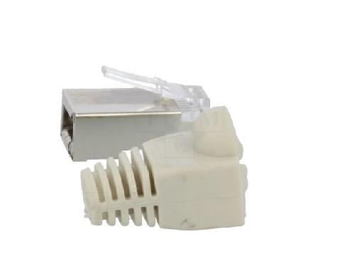 Cable - Connectique Pour Peripherique Prise male RJ45 Cat.5e avec manchon - Gris