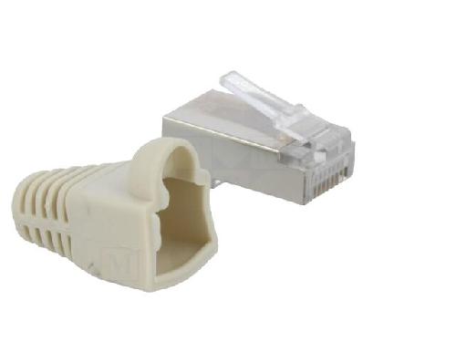 Cable - Connectique Pour Peripherique Prise male RJ45 Cat.5e avec manchon - Gris