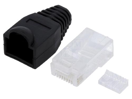 Cable - Connectique Pour Peripherique Prise male RJ45 Cat.5e avec manchon - noir