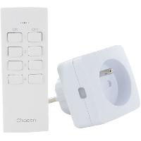 Prise Set 2 mini prises - CHACON - On/Off - 2300 W (FR) + télécommande - Blanc