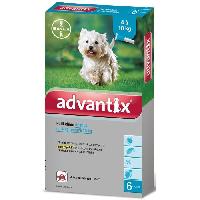 Produit De Soin - Hygiene Advantix Chien Solution Antiparasitaire Petite Race 4 a 10kg 6 pipettes