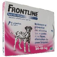 Produit De Soin - Hygiene FRONTLINE 4 pipettes Spot On Chien L - 20 a 40 kg - Puces tiques et poux