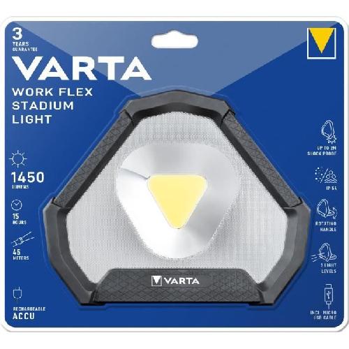 Lampe Electrique - Lampe De Poche Projecteur de travail VARTA Work Flex Stadium Light - 1450lm - Rechargeable - IP54 - Orientable