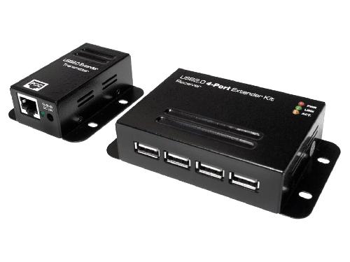 Cable - Connectique Pour Peripherique Prolongateur USB 2.0 Cat.5 jusqu'a 50m avec Hub 4 ports - Noir