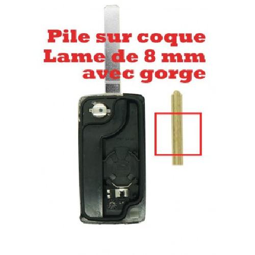 Boitier - Coque De Cle - Telecommande PSA208 - Coque + lame PSA 2 boutons - pile sur coque