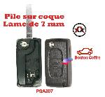 Boitier - Coque De Cle - Telecommande PSA307 - Coque de cle electronique et lame 7mm Citroen-Peugeot - 3 Boutons - Bouton coffre - Pile sur Coque