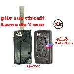 PSA307C - Coque de cle electronique et lame 7mm Citroen-Peugeot - 3 Boutons - Bouton coffre - Pile sur Circuit
